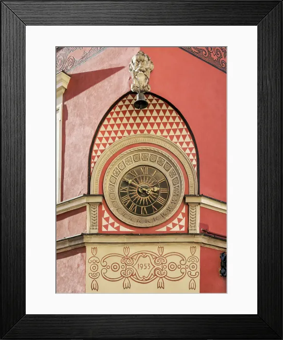 Framed Print : Vintage Clock, Old Town Main Market Square, Warsaw, Masovian Voivodeship, Poland