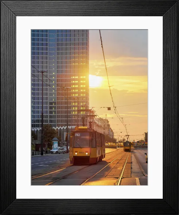 Framed Print : Tram at Jerusalem Avenue, sunrise, Warsaw, Masovian Voivodeship, Poland Framed Print : Tram at Jerusalem Avenue, sunrise, Warsaw, Masovian Voivodeship, Poland
