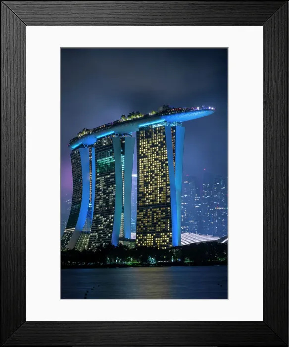 Framed Print : View of Marina Bay Sands and Singapore City skyline at night, Singapore, Asia Framed Print : View of Marina Bay Sands and Singapore City skyline at night, Singapore, Asia