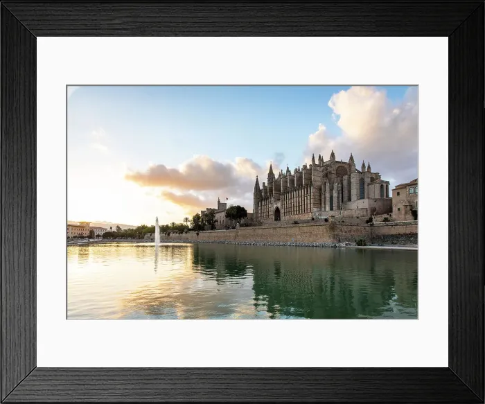 Framed Print : Spain, Balearic Islands, Mallorca, Palma de Mallorca, View of the Cathedral from the Park of the Sea Framed Print : Spain, Balearic Islands, Mallorca, Palma de Mallorca, View of the Cathedral from the Park of the Sea