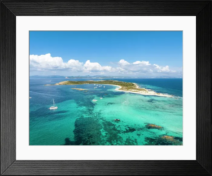 Framed Print : Spain, Balearic Islands, Formentera, Ses Illetes, Elevated view of Espalmador island