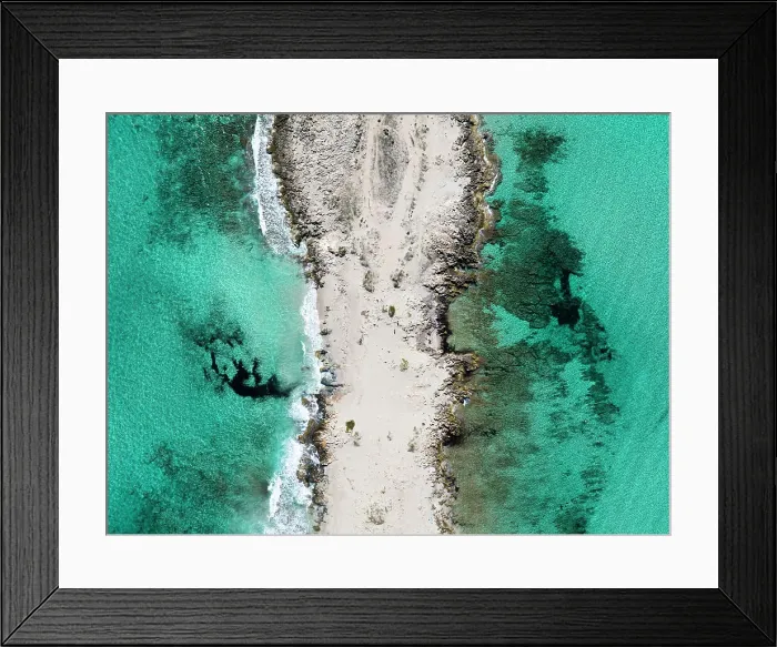 Framed Print : Spain, Balearic Islands, Formentera, Ses Illetes, Elevated view of the beach