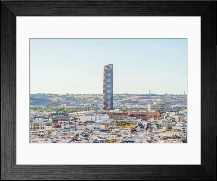 Framed Print : Elevated view over Seville including Seville Tower, Seville, Andalusia, Spain Framed Print : Elevated view over Seville including Seville Tower, Seville, Andalusia, Spain