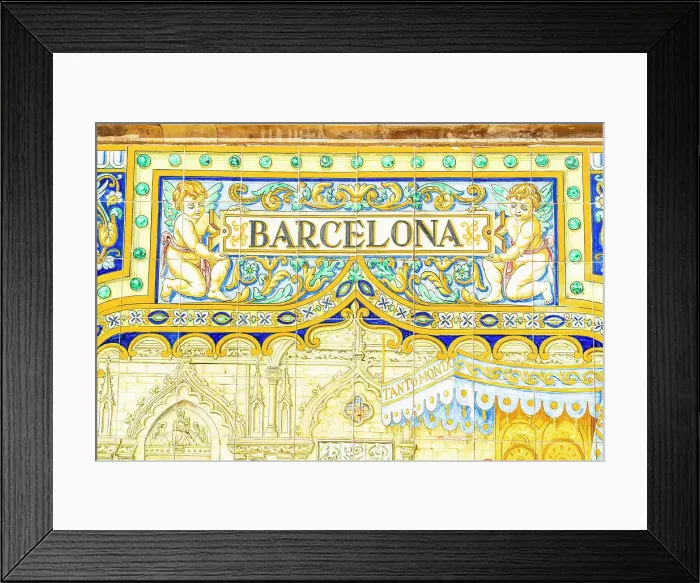Framed Print : Barcelona tiled wall, Plaza Espana, Seville, Andalusia, Spain Framed Print : Barcelona tiled wall, Plaza Espana, Seville, Andalusia, Spain