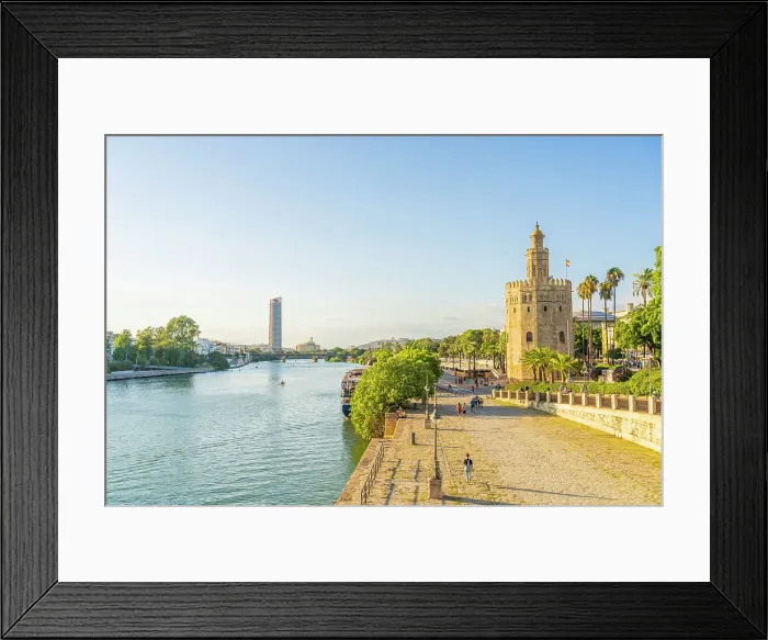 Framed Print : Torre del Oro and Sevilla Towerin the background, Seville, Andalusia, Spain