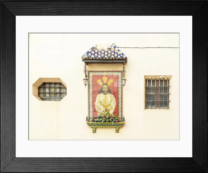Framed Print : Religious tiled icon outside La Merced church, Cadiz, Andalusia, Spain
