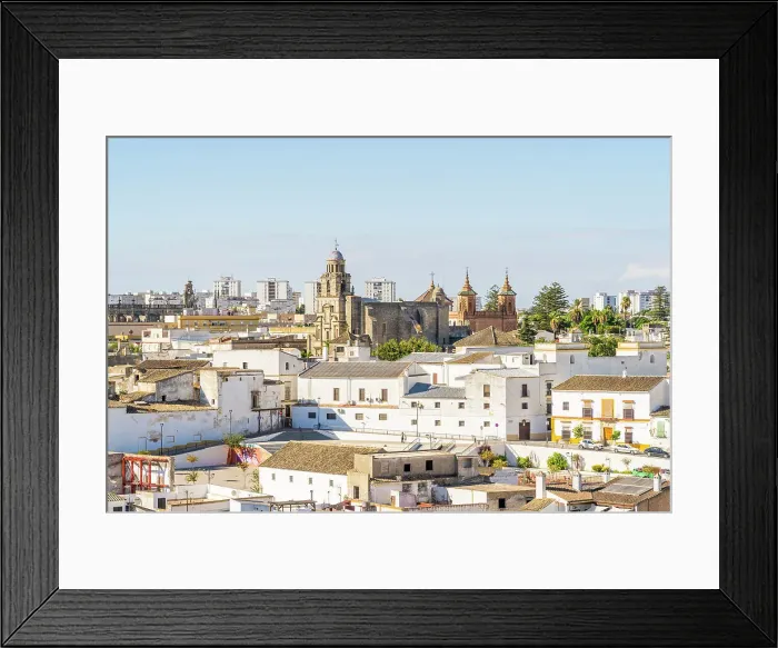 Framed Print : Elevated view over the old town of Jerez de la Frontera, Andalusia, Spain Framed Print : Elevated view over the old town of Jerez de la Frontera, Andalusia, Spain