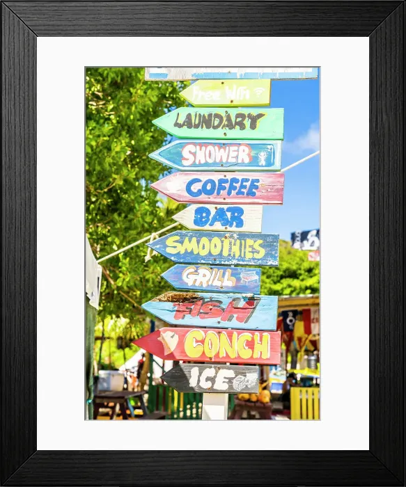Framed Print : Colourful signage, Salt Whistle bay Beach, Mayreau Island, in the Tobago Cays in the Grenadines Islands, Saint Vincent and the Grenadines, Caribbean Framed Print : Colourful signage, Salt Whistle bay Beach, Mayreau Island, in the Tobago Cays in the Grenadines Islands, Saint Vincent and the Grenadines, Caribbean