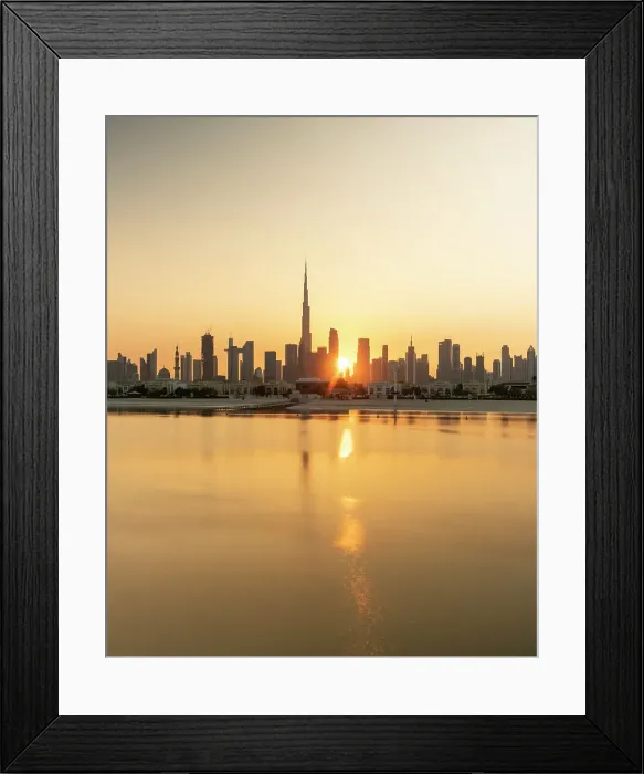 Framed Print : Sunrise over Dubai skyline, United Arab Emirates Framed Print : Sunrise over Dubai skyline, United Arab Emirates