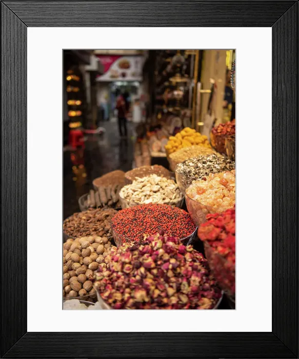 Framed Print : Spices on display in the Spice Souk, Deira, Dubai, United Arab Emirates Framed Print : Spices on display in the Spice Souk, Deira, Dubai, United Arab Emirates