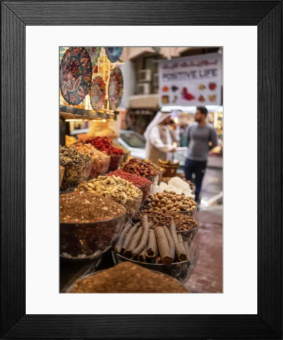 Framed Print : Spices on display in the Spice Souk, Deira, Dubai, United Arab Emirates