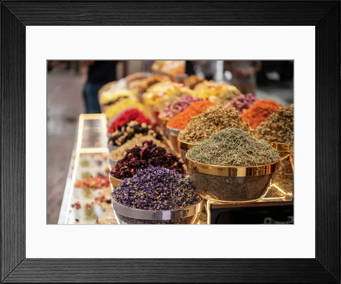 Framed Print : Spices on display in the Spice Souk, Deira, Dubai, United Arab Emirates Framed Print : Spices on display in the Spice Souk, Deira, Dubai, United Arab Emirates
