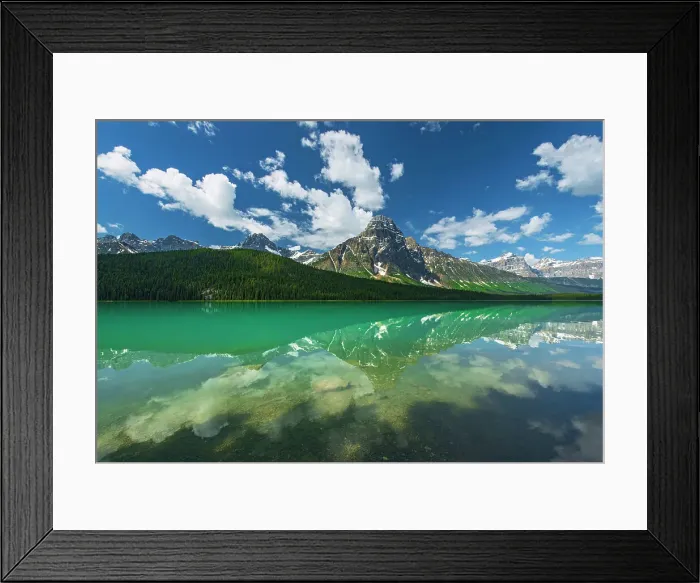 Framed Print : Upper Waterfowl Lake with Mt. Chephren in centre, Howse Peal (left of centre) and Epaulette Mountan and Kauffman Peaks to right of centre respectively. Banff National Park, Alberta, Canada Framed Print : Upper Waterfowl Lake with Mt. Chephren in centre, Howse Peal (left of centre) and Epaulette Mountan and Kauffman Peaks to right of centre respectively. Banff National Park, Alberta, Canada
