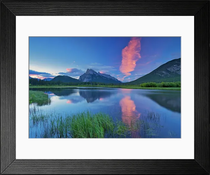 Framed Print : Cloud at dawn reflected in Vermillion Lakes with Mount Rundle. Banff National Park, Alberta, Canada Framed Print : Cloud at dawn reflected in Vermillion Lakes with Mount Rundle. Banff National Park, Alberta, Canada