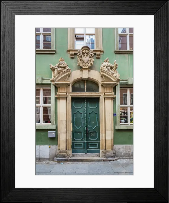 Framed Print : Ornated doorway, Halle (Saale), Saxony-Anhalt, Germany Framed Print : Ornated doorway, Halle (Saale), Saxony-Anhalt, Germany