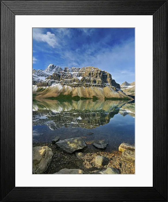 Framed Print : Bow Lake and Crowfoot Mountain in autumn. Icefields Parkway. Banff National Park, Banff National Park, Alberta, Canada Framed Print : Bow Lake and Crowfoot Mountain in autumn. Icefields Parkway. Banff National Park, Banff National Park, Alberta, Canada