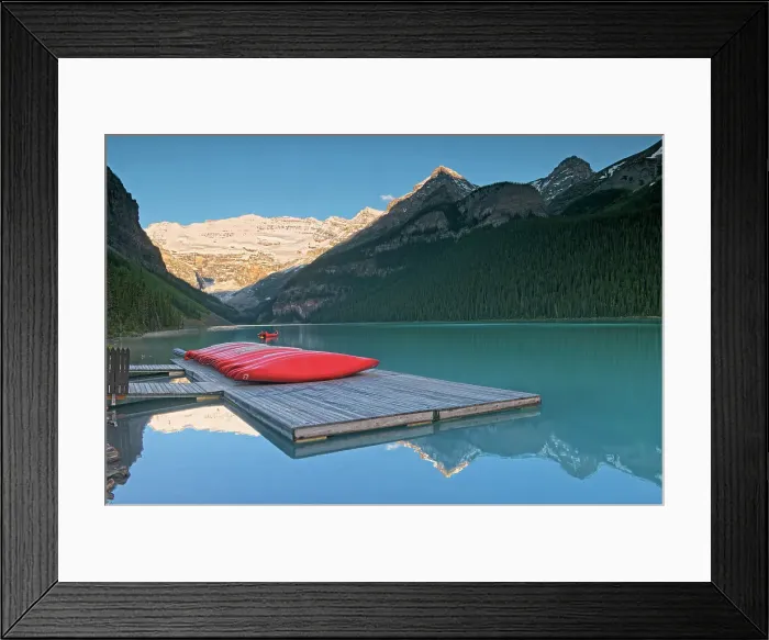 Framed Print : Canoes on dock. Victoria Glacier on Mt. Victoria at Lake Louise. On the right is Mt. Whyte, The Big Beehive and Mt. Niblock. On the left is Fairview Mountain, Banff National Park, Alberta, Canada Framed Print : Canoes on dock. Victoria Glacier on Mt. Victoria at Lake Louise. On the right is Mt. Whyte, The Big Beehive and Mt. Niblock. On the left is Fairview Mountain, Banff National Park, Alberta, Canada