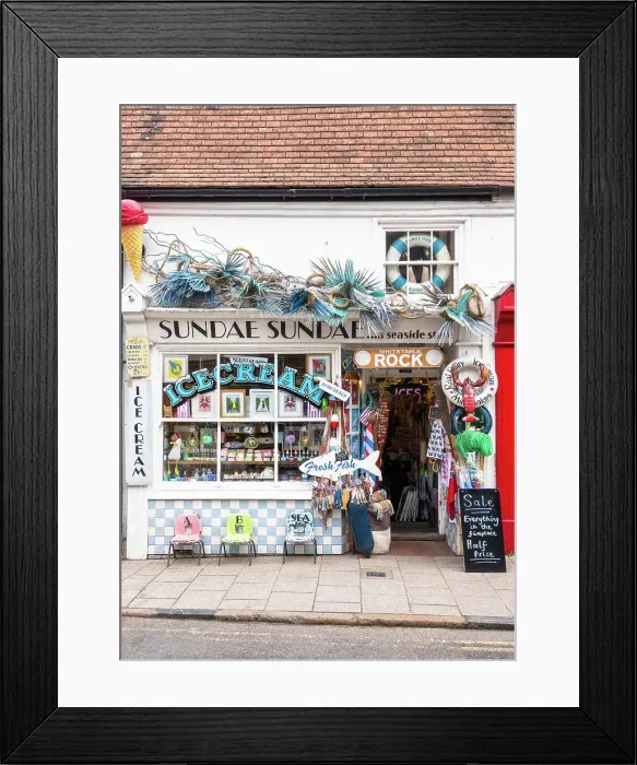 Framed Print : Sundae Sundae, a traditional seaside store on the High Street in Whitstable, Kent, England Framed Print : Sundae Sundae, a traditional seaside store on the High Street in Whitstable, Kent, England