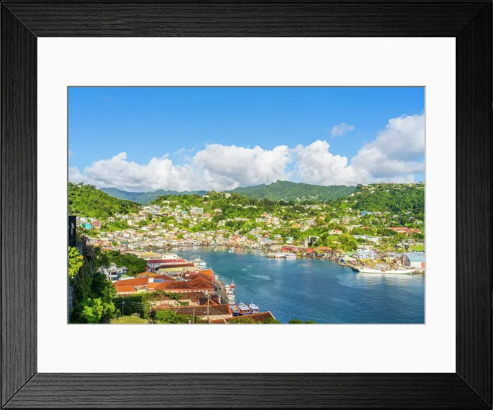 Framed Print : Elevated view over, St Georges Harbour, St Georges, Grenada, Caribbean Framed Print : Elevated view over, St Georges Harbour, St Georges, Grenada, Caribbean