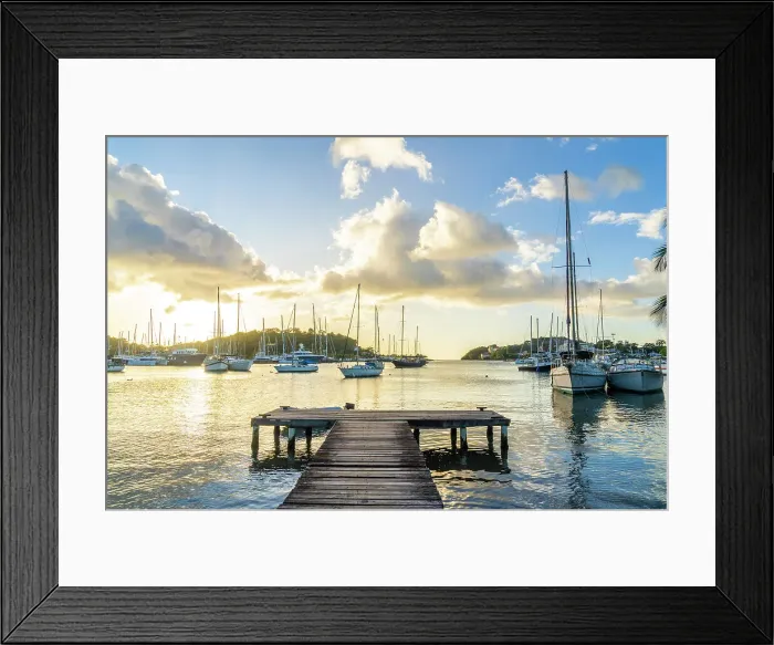 Framed Print : Small wooden jetty, Port Louis Marina, St Georges, Grenada, Caribbean Framed Print : Small wooden jetty, Port Louis Marina, St Georges, Grenada, Caribbean