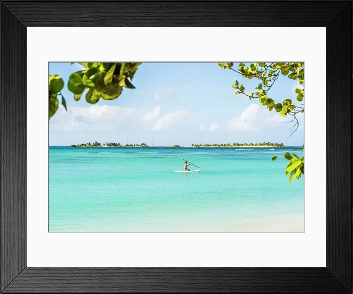 Framed Print : Paddle boarder, Paradise Beach, Carriacou Island, Grenada, Caribbean Framed Print : Paddle boarder, Paradise Beach, Carriacou Island, Grenada, Caribbean