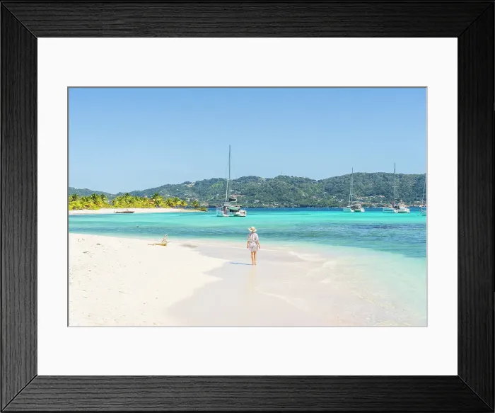Framed Print : A woman on a beach on Sandy Island, Carriacou, Greneda, caribbean. MR Framed Print : A woman on a beach on Sandy Island, Carriacou, Greneda, caribbean. MR