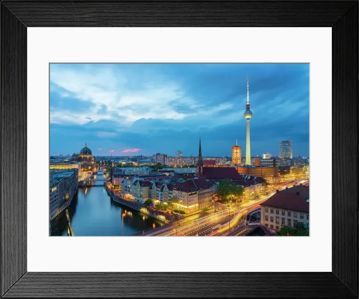Framed Print : Berlin skyline with Berlin Cathedral, TV Tower and Spree River at twilight, Berlin, Germany Framed Print : Berlin skyline with Berlin Cathedral, TV Tower and Spree River at twilight, Berlin, Germany