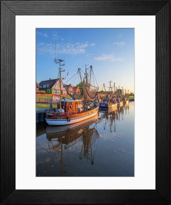 Framed Print : Greetsiel Harbor at sunrise, Krummhorn, East Frisia, Lower Saxony, Germany Framed Print : Greetsiel Harbor at sunrise, Krummhorn, East Frisia, Lower Saxony, Germany