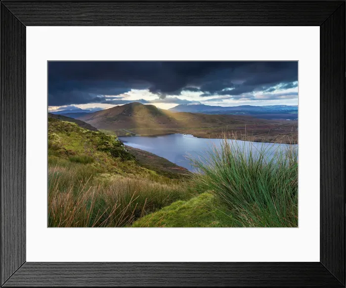 Framed Print : Ireland, Co. Donegal, overview of Lough Greenan and Muckish mountain Framed Print : Ireland, Co. Donegal, overview of Lough Greenan and Muckish mountain
