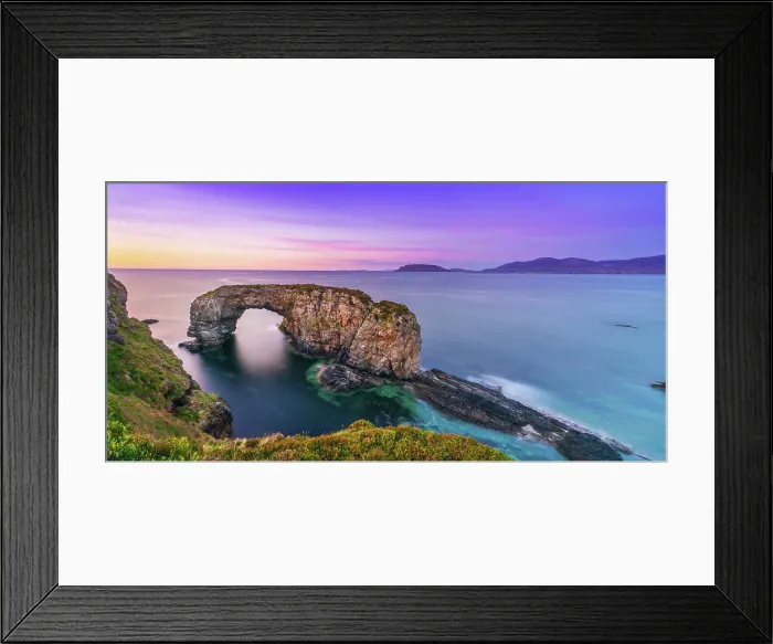 Framed Print : Ireland, Co. Donegal, Fanad, Great Pollet sea arch at dusk Framed Print : Ireland, Co. Donegal, Fanad, Great Pollet sea arch at dusk