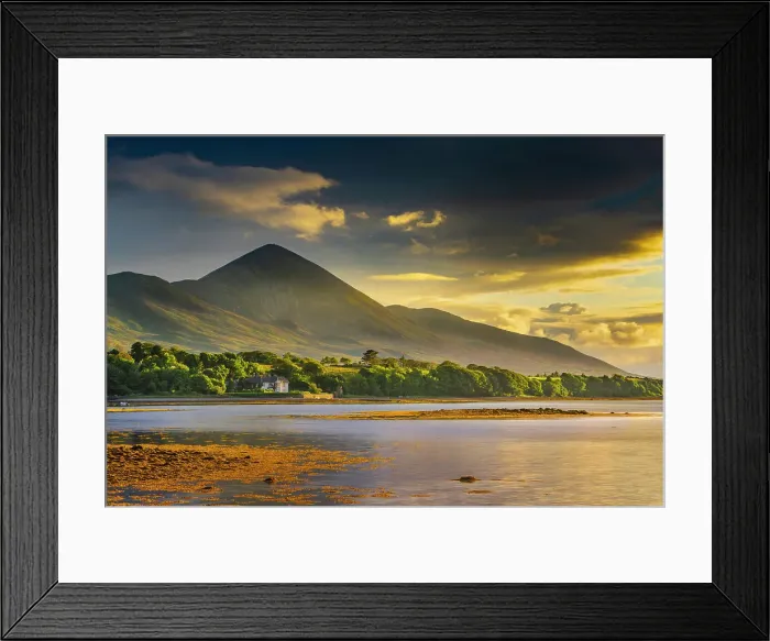 Framed Print : Ireland, Co. Mayo, Westport, Murrisk, Croagh Patrick Holy Mountain and Clew bay Framed Print : Ireland, Co. Mayo, Westport, Murrisk, Croagh Patrick Holy Mountain and Clew bay