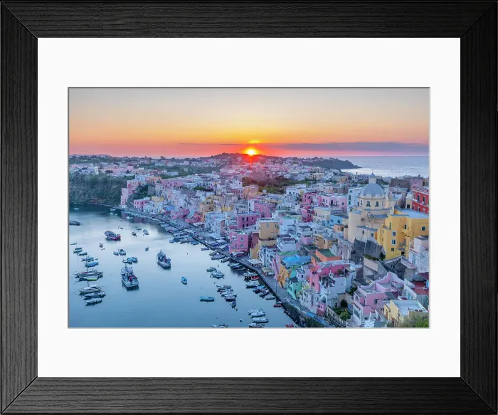 Framed Print : Marina di Corricella at Sunset, Procida, Campania, Italy Framed Print : Marina di Corricella at Sunset, Procida, Campania, Italy