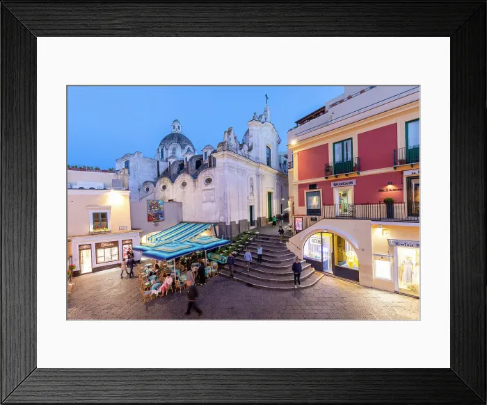 Framed Print : The Church of Santo Stefano at the Piazza Umberto l at Dusk, Capri, Campania, Italy Framed Print : The Church of Santo Stefano at the Piazza Umberto l at Dusk, Capri, Campania, Italy