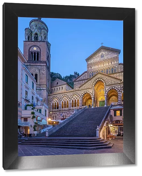 The Exterior of the Amalfi Cathedral at Dusk, Amalfi, Campania, Italy