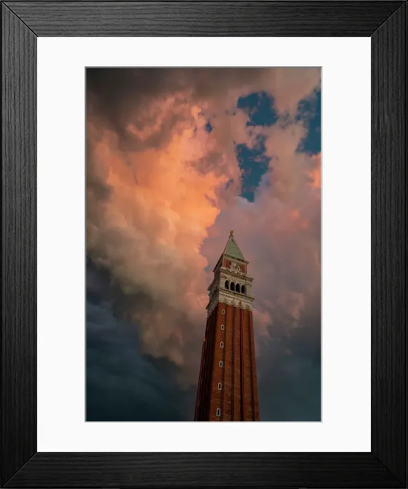 Framed Print : St Mark's Campanile under a stormy sky, Venice, Veneto, Italy Framed Print : St Mark's Campanile under a stormy sky, Venice, Veneto, Italy