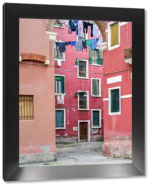 Scenic street corner of Santa Marta district, Venice, Veneto, Italy