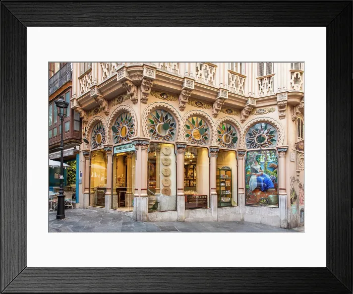 Framed Print : Spain, Balearic Islands, Mallorca, Palma de Mallorca, The modernist facade of the Fornet de la Soca bakery Framed Print : Spain, Balearic Islands, Mallorca, Palma de Mallorca, The modernist facade of the Fornet de la Soca bakery