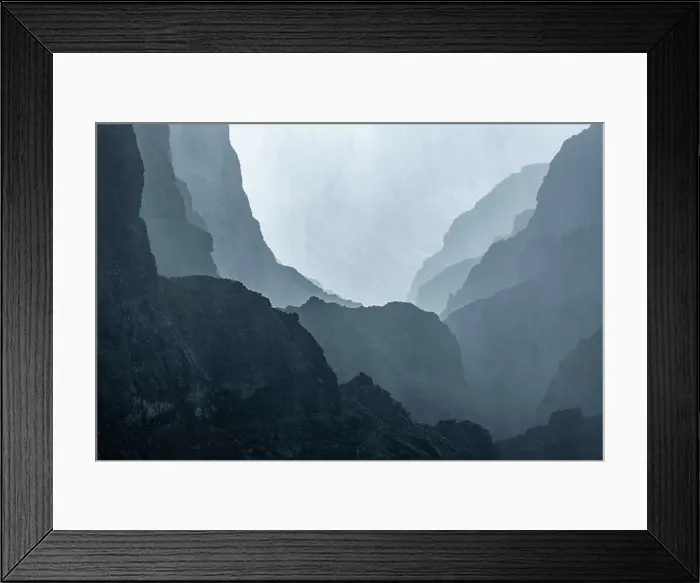 Framed Print : Heavy rain falling in Masca Gorge, Tenerife, Canary Islands Framed Print : Heavy rain falling in Masca Gorge, Tenerife, Canary Islands