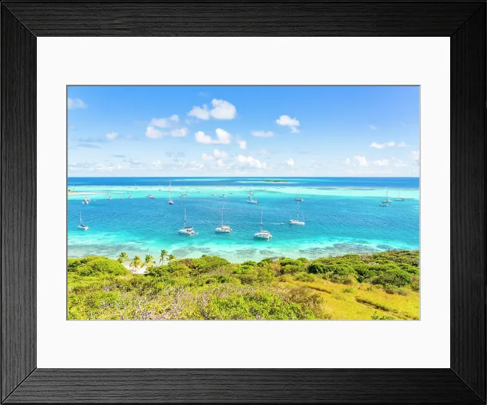 Framed Print : Elevated view from Petit Rameau Island, looking towards the Tobago Cays in the Grenadines Islands, Saint Vincent and the Grenadines, Caribbean Framed Print : Elevated view from Petit Rameau Island, looking towards the Tobago Cays in the Grenadines Islands, Saint Vincent and the Grenadines, Caribbean