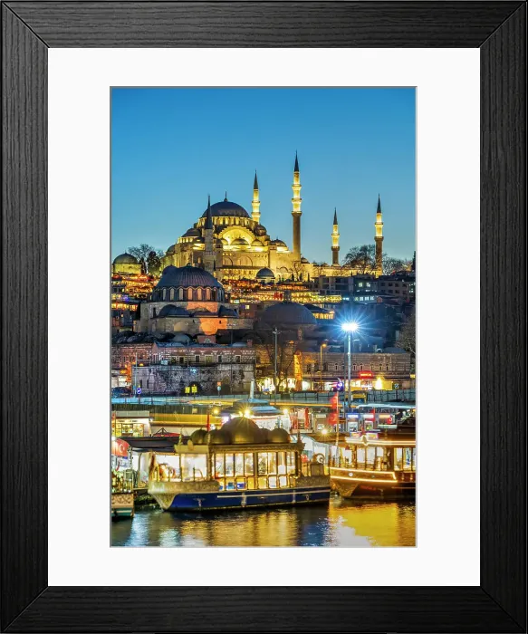 Framed Print : Suleymaniye Mosque at twilight, Istanbul, Turkey