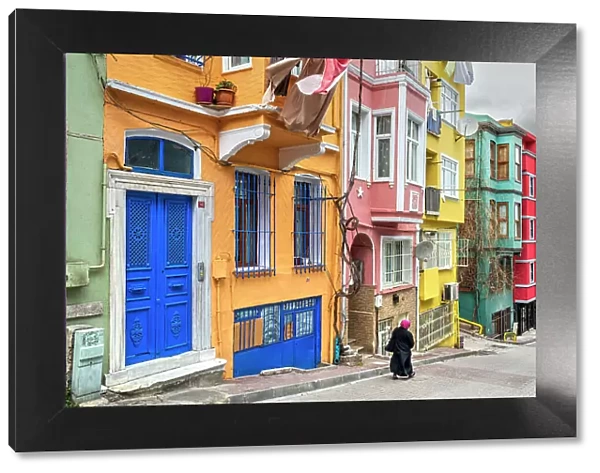 Colorful houses, Balat district, Istanbul, Turkey