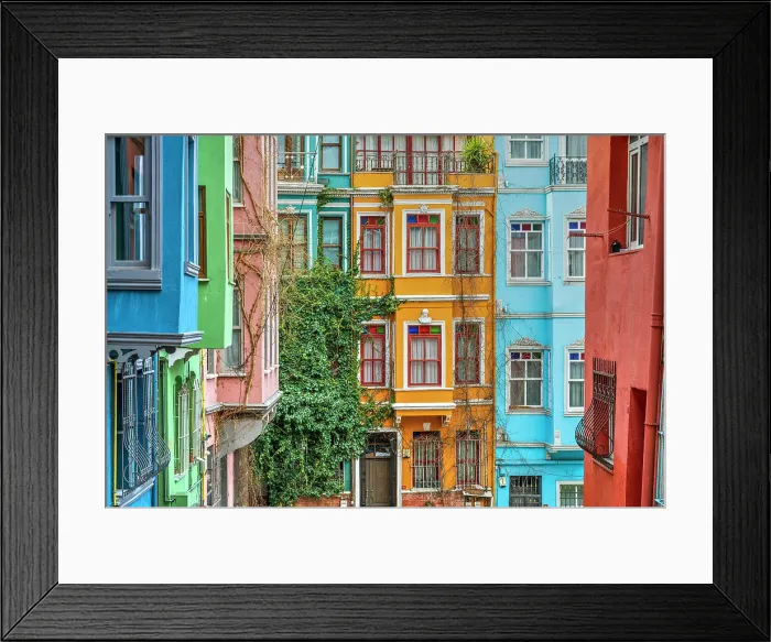 Framed Print : Colorful houses, Balat district, Istanbul, Turkey Framed Print : Colorful houses, Balat district, Istanbul, Turkey