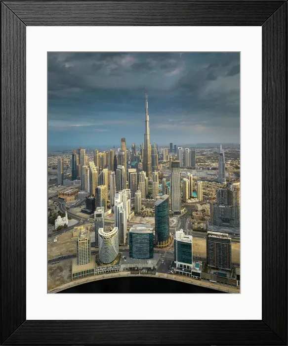 Framed Print : Aerial view of downtown Dubai, United Arab Emirates Framed Print : Aerial view of downtown Dubai, United Arab Emirates