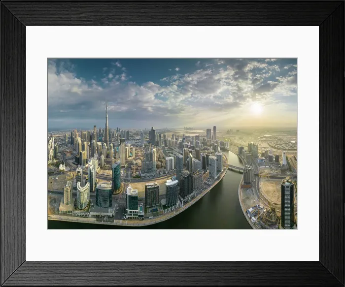 Framed Print : Aerial view of downtown Dubai, United Arab Emirates Framed Print : Aerial view of downtown Dubai, United Arab Emirates