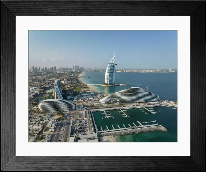 Framed Print : Aerial view of Burj Al Arab Hotel, Jumeirah, Dubai, United Arab Emirates