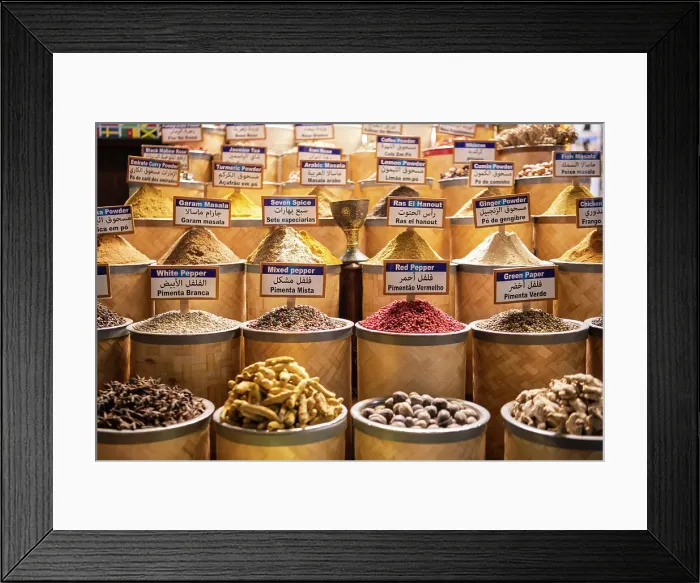 Framed Print : Spices on display in the Spice Souk, Deira, Dubai, United Arab Emirates Framed Print : Spices on display in the Spice Souk, Deira, Dubai, United Arab Emirates