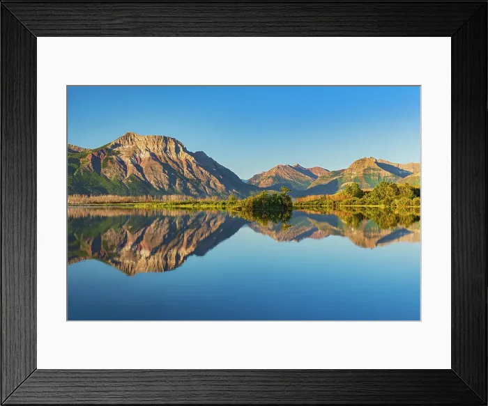 Framed Print : Canadian Rocky Mountains (Vimy Peak on the left) reflected in Lower Waterton Lake Waterton Lakes National Park, Alberta, Canada