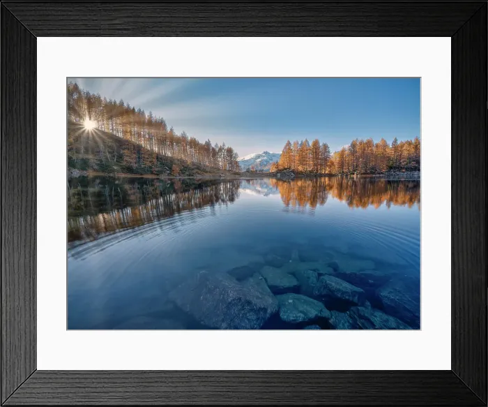 Framed Print : Lago Azzurro at sunset, in autumnSpluga Valley, province of Sondrio, Valtellina, Lombardy, Italy Framed Print : Lago Azzurro at sunset, in autumnSpluga Valley, province of Sondrio, Valtellina, Lombardy, Italy