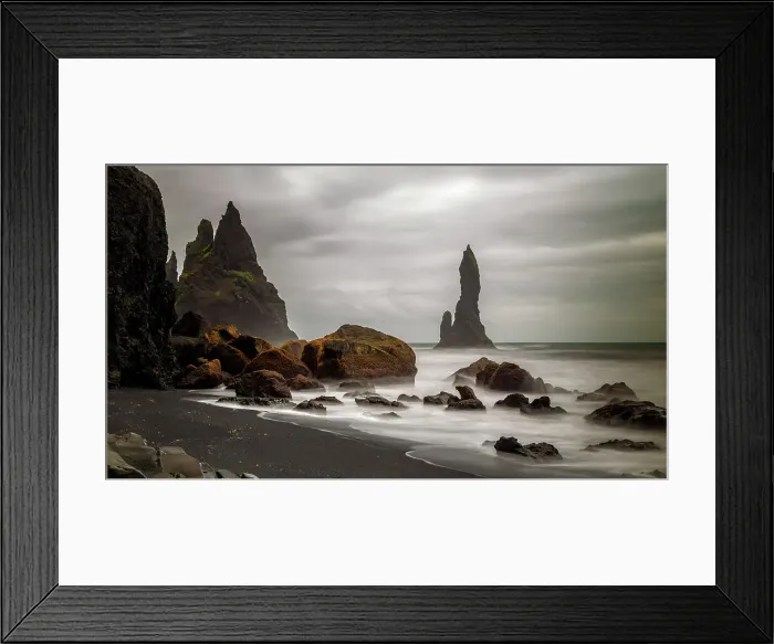 Framed Print : Rocks of Black Sand Beach, Vik I Myrdal, Iceland Framed Print : Rocks of Black Sand Beach, Vik I Myrdal, Iceland