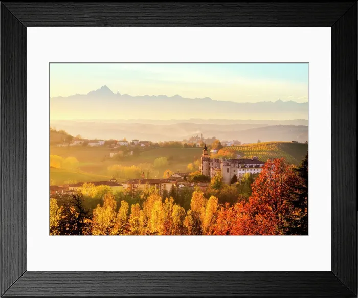 Framed Print : Monferrato hills with foliage and view of Costigliole d'asti, Costigliole d'asti, Piedmont, Italy Framed Print : Monferrato hills with foliage and view of Costigliole d'asti, Costigliole d'asti, Piedmont, Italy